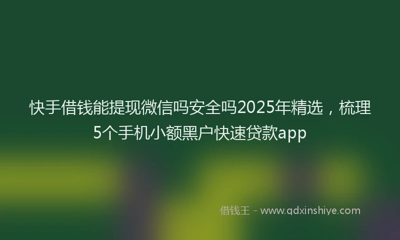 快手借钱能提现微信吗安全吗2025年精选，梳理5个手机小额黑户快速贷款app
