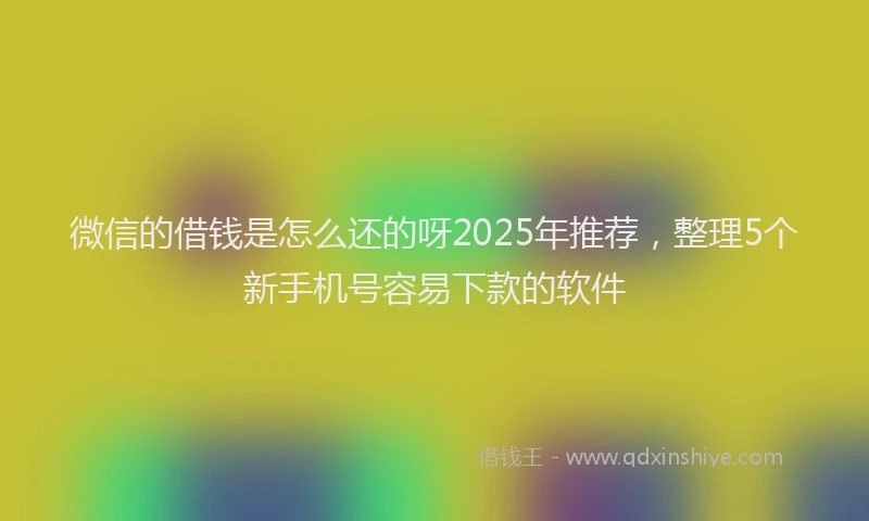 微信的借钱是怎么还的呀2025年推荐，整理5个新手机号容易下款的软件