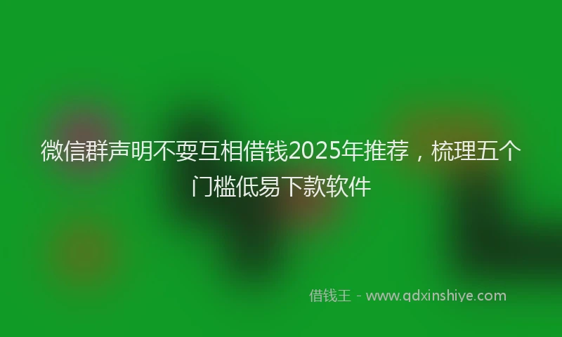 微信群声明不耍互相借钱2025年推荐，梳理五个门槛低易下款软件