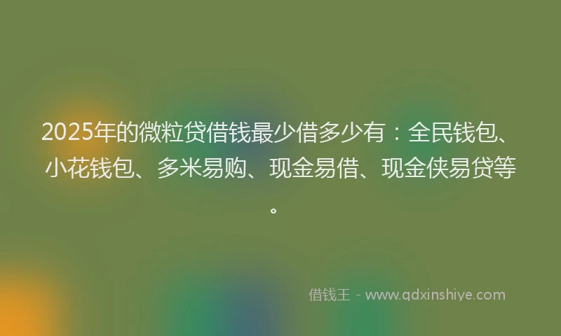 2025年的微粒贷借钱最少借多少有：全民钱包、小花钱包、多米易购、现金易借、现金侠易贷等。