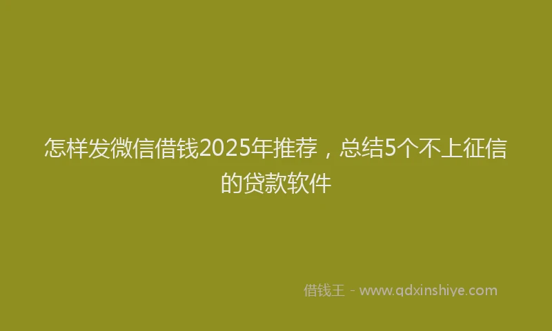 怎样发微信借钱2025年推荐，总结5个不上征信的贷款软件