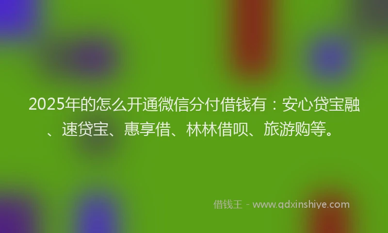 2025年的怎么开通微信分付借钱有：安心贷宝融、速贷宝、惠享借、林林借呗、旅游购等。