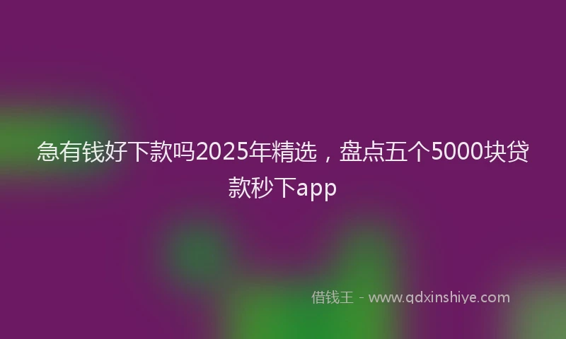 急有钱好下款吗2025年精选，盘点五个5000块贷款秒下app