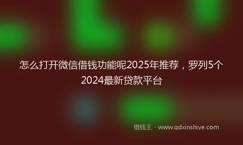 怎么打开微信借钱功能呢2025年推荐，罗列5个2024最新贷款平台