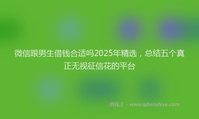 微信跟男生借钱合适吗2025年精选，总结五个真正无视征信花的平台