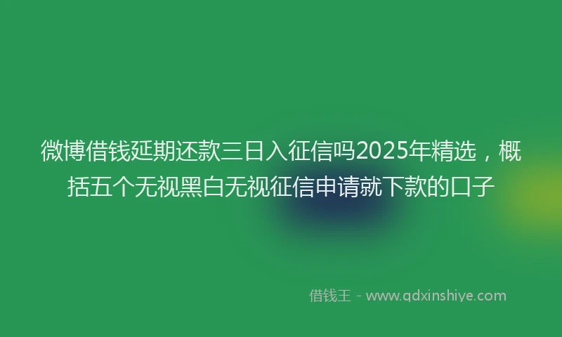微博借钱延期还款三日入征信吗2025年精选，概括五个无视黑白无视征信申请就下款的口子