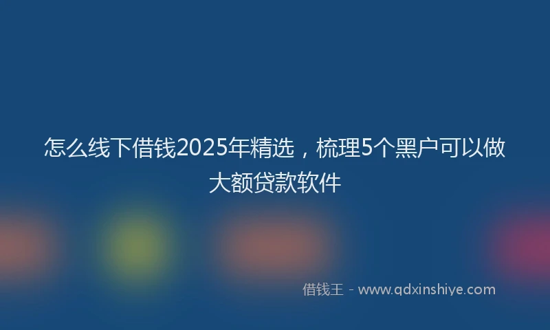 怎么线下借钱2025年精选，梳理5个黑户可以做大额贷款软件