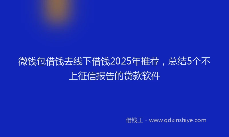 微钱包借钱去线下借钱2025年推荐，总结5个不上征信报告的贷款软件