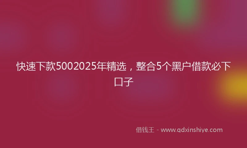 快速下款5002025年精选，整合5个黑户借款必下口子