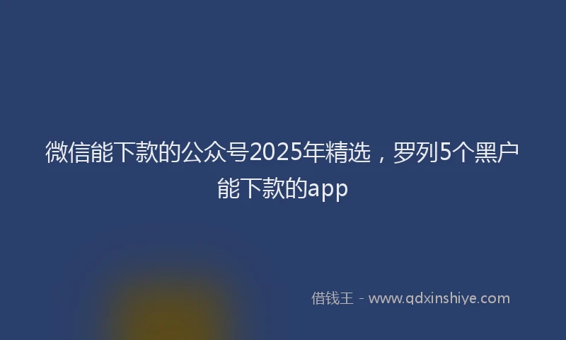 微信能下款的公众号2025年精选，罗列5个黑户能下款的app