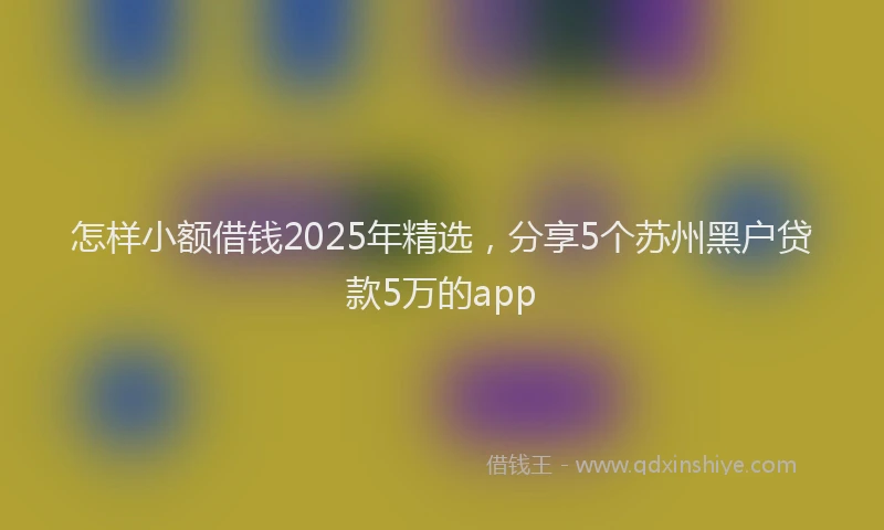 怎样小额借钱2025年精选，分享5个苏州黑户贷款5万的app