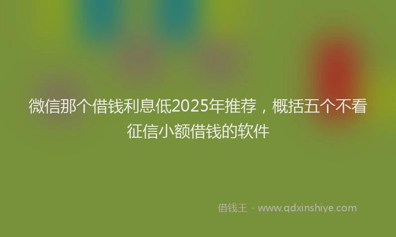 微信那个借钱利息低2025年推荐，概括五个不看征信小额借钱的软件