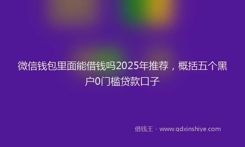 微信钱包里面能借钱吗2025年推荐，概括五个黑户0门槛贷款口子