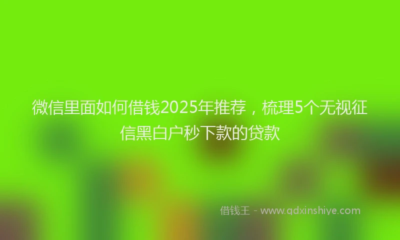 微信里面如何借钱2025年推荐，梳理5个无视征信黑白户秒下款的贷款