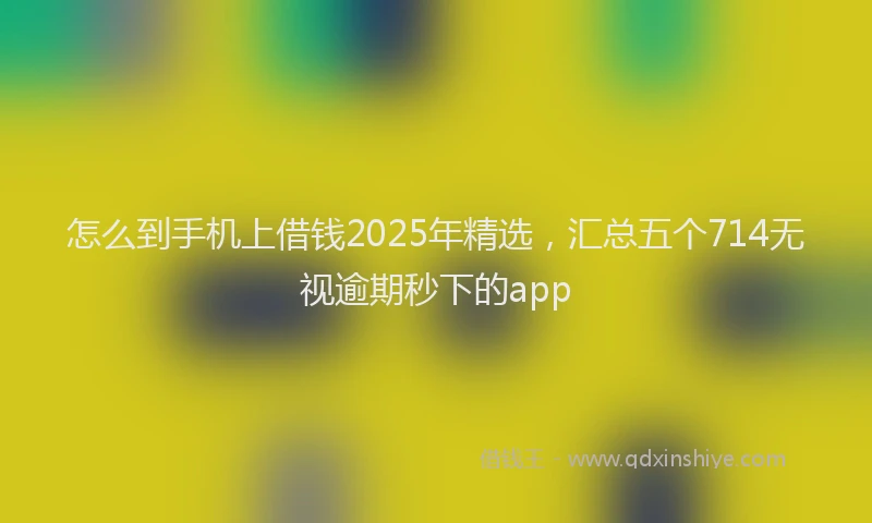 怎么到手机上借钱2025年精选，汇总五个714无视逾期秒下的app
