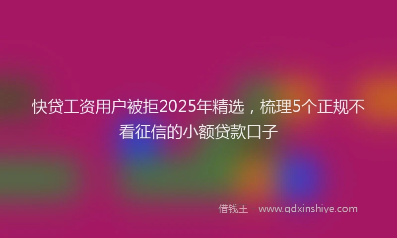 快贷工资用户被拒2025年精选，梳理5个正规不看征信的小额贷款口子