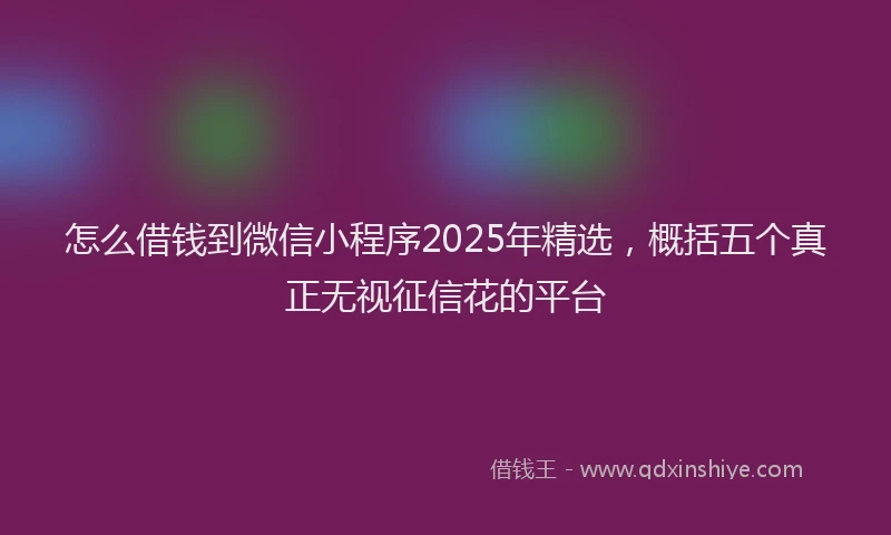 怎么借钱到微信小程序2025年精选，概括五个真正无视征信花的平台