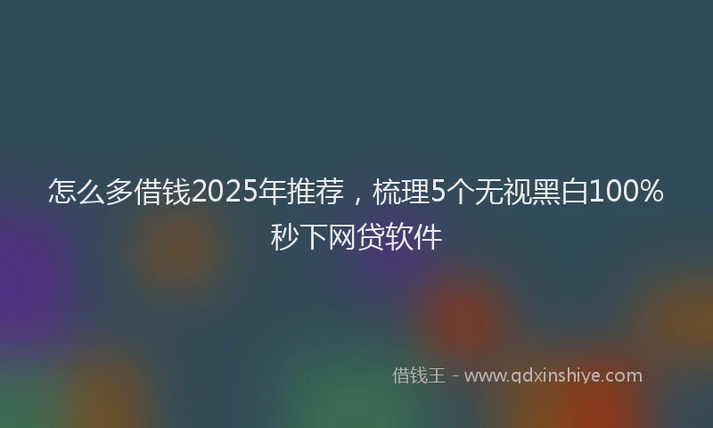 怎么多借钱2025年推荐，梳理5个无视黑白100%秒下网贷软件