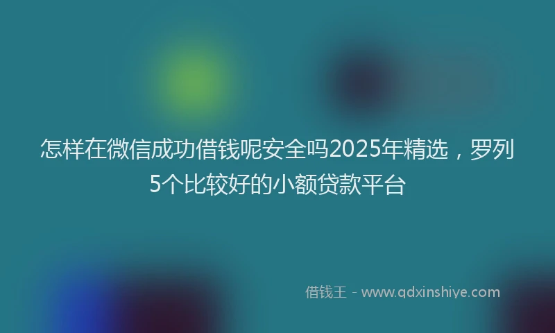 怎样在微信成功借钱呢安全吗2025年精选，罗列5个比较好的小额贷款平台