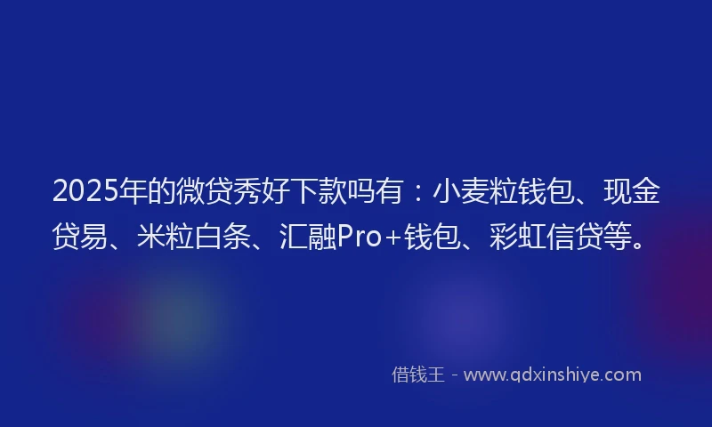 2025年的微贷秀好下款吗有：小麦粒钱包、现金贷易、米粒白条、汇融Pro+钱包、彩虹信贷等。