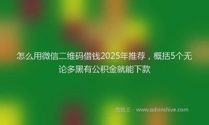 怎么用微信二维码借钱2025年推荐，概括5个无论多黑有公积金就能下款