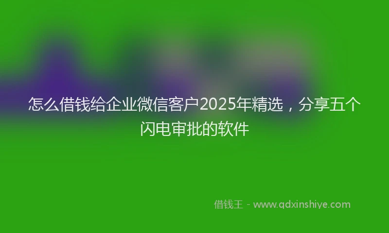 怎么借钱给企业微信客户2025年精选，分享五个闪电审批的软件