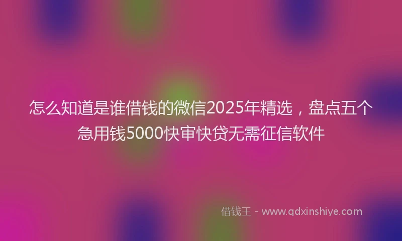 怎么知道是谁借钱的微信2025年精选，盘点五个急用钱5000快审快贷无需征信软件
