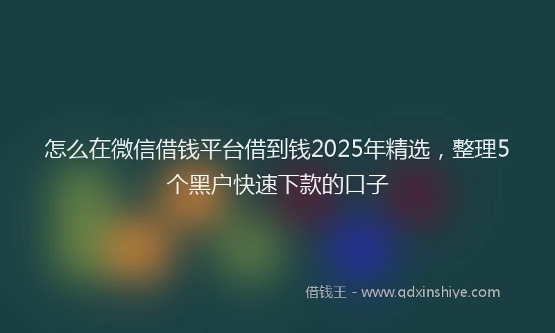 怎么在微信借钱平台借到钱2025年精选，整理5个黑户快速下款的口子