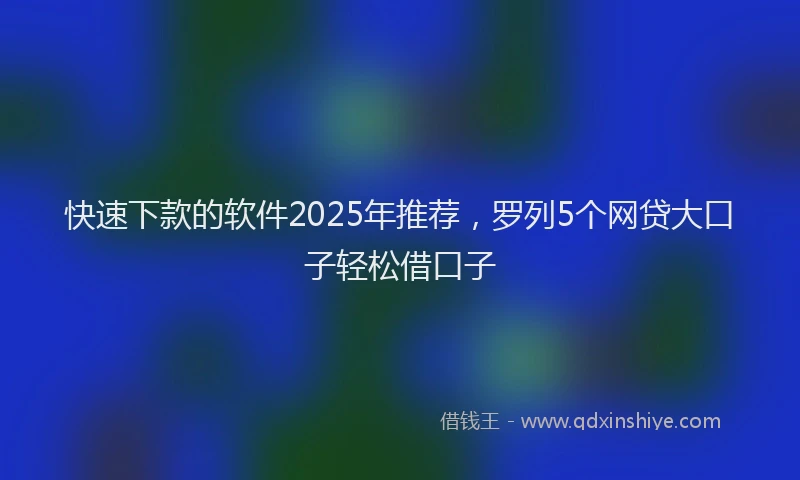 快速下款的软件2025年推荐，罗列5个网贷大口子轻松借口子