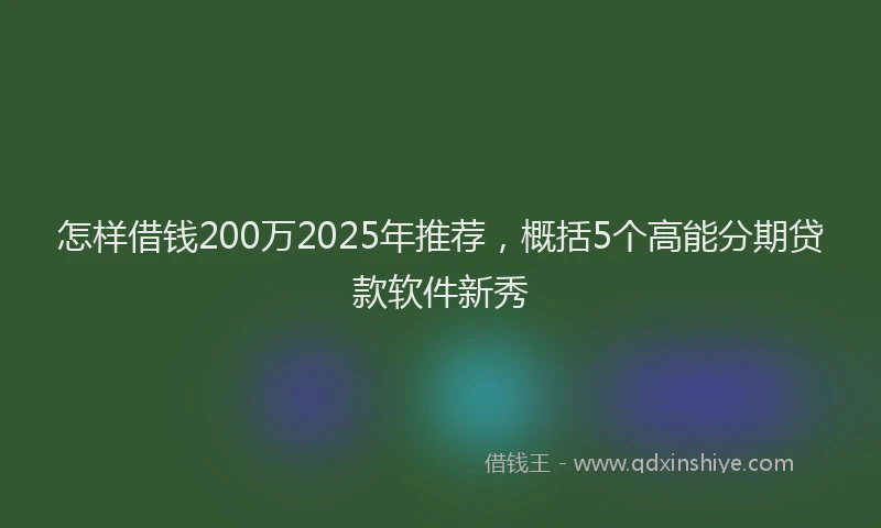 怎样借钱200万2025年推荐，概括5个高能分期贷款软件新秀