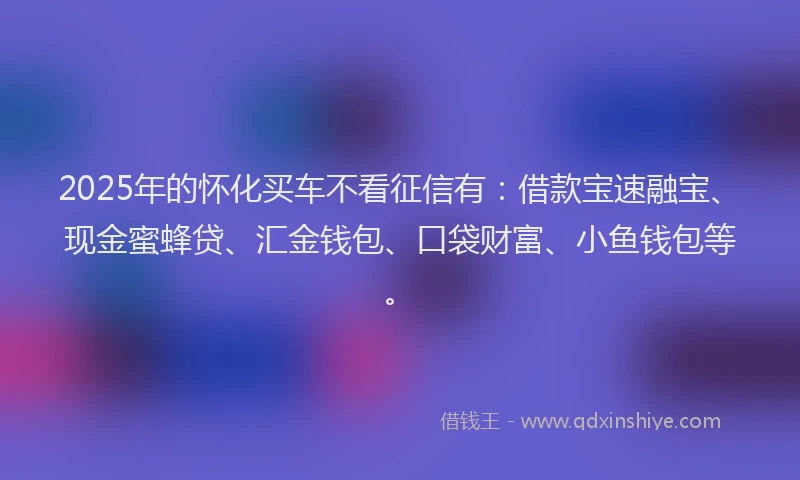 2025年的怀化买车不看征信有：借款宝速融宝、现金蜜蜂贷、汇金钱包、口袋财富、小鱼钱包等。