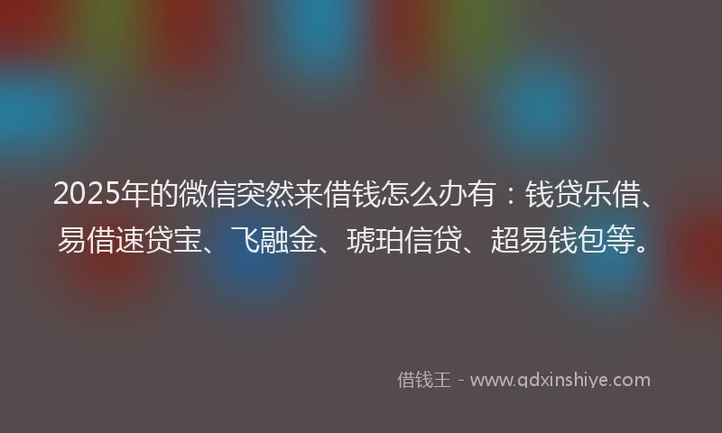 2025年的微信突然来借钱怎么办有：钱贷乐借、易借速贷宝、飞融金、琥珀信贷、超易钱包等。