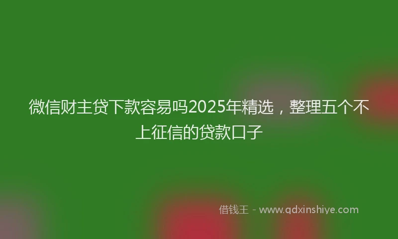 微信财主贷下款容易吗2025年精选，整理五个不上征信的贷款口子
