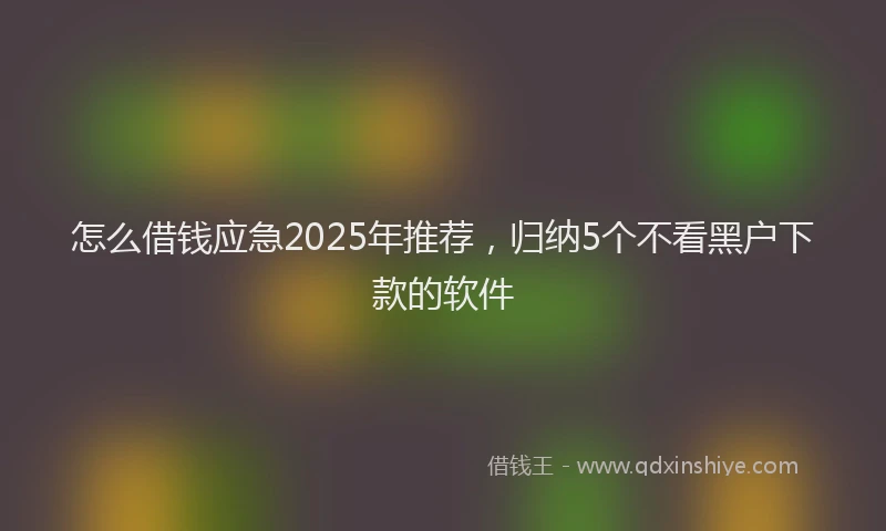 怎么借钱应急2025年推荐，归纳5个不看黑户下款的软件