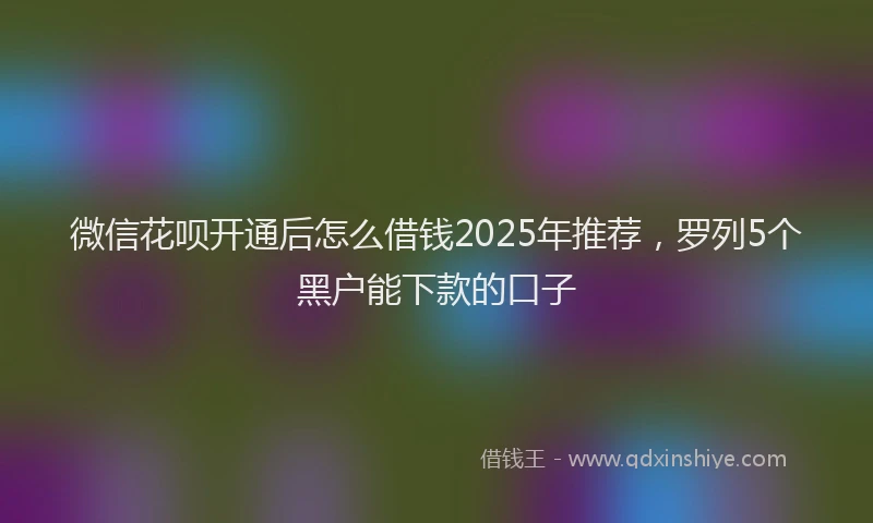 微信花呗开通后怎么借钱2025年推荐，罗列5个黑户能下款的口子