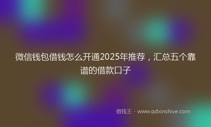 微信钱包借钱怎么开通2025年推荐，汇总五个靠谱的借款口子