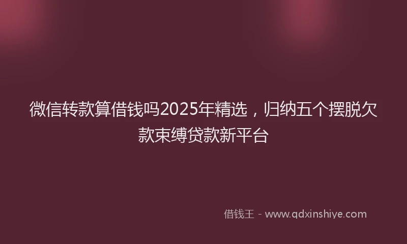 微信转款算借钱吗2025年精选，归纳五个摆脱欠款束缚贷款新平台