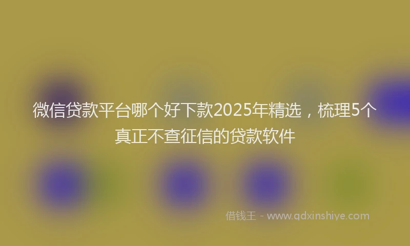 微信贷款平台哪个好下款2025年精选，梳理5个真正不查征信的贷款软件