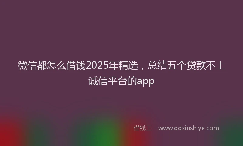 微信都怎么借钱2025年精选，总结五个贷款不上诚信平台的app
