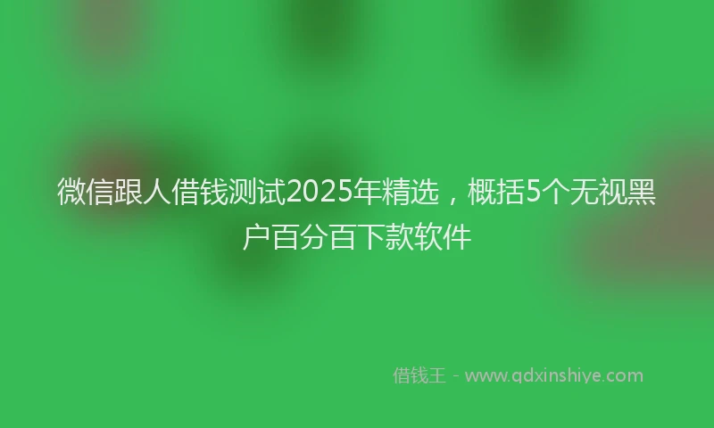 微信跟人借钱测试2025年精选，概括5个无视黑户百分百下款软件