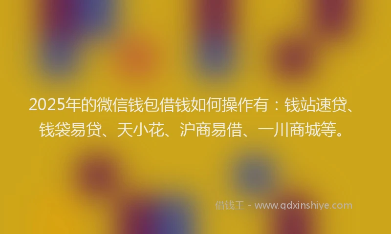 2025年的微信钱包借钱如何操作有：钱站速贷、钱袋易贷、天小花、沪商易借、一川商城等。