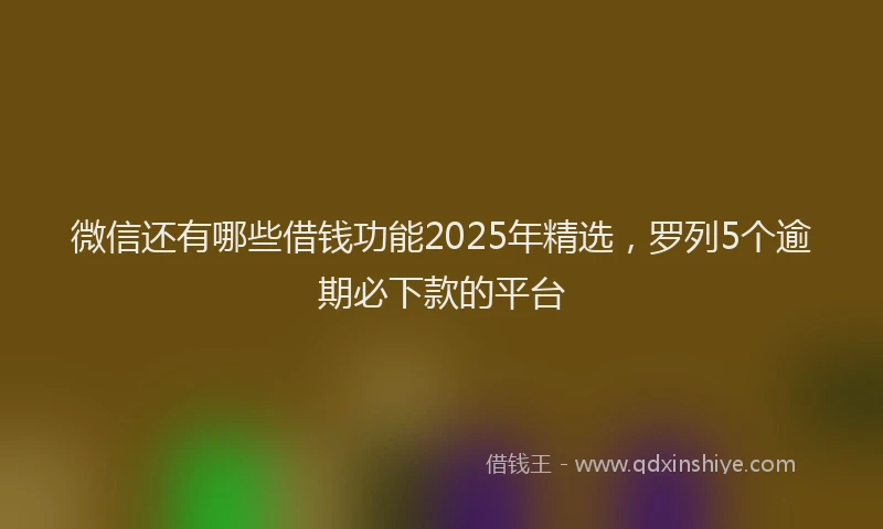 微信还有哪些借钱功能2025年精选，罗列5个逾期必下款的平台