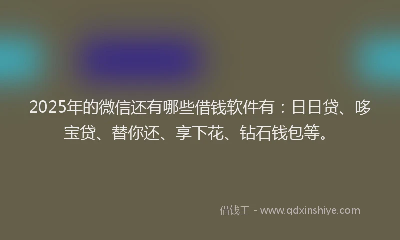 2025年的微信还有哪些借钱软件有：日日贷、哆宝贷、替你还、享下花、钻石钱包等。