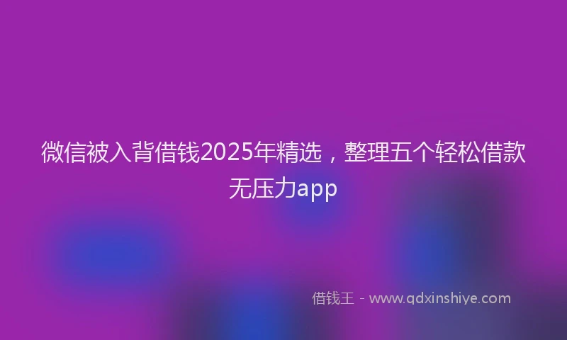 微信被入背借钱2025年精选，整理五个轻松借款无压力app