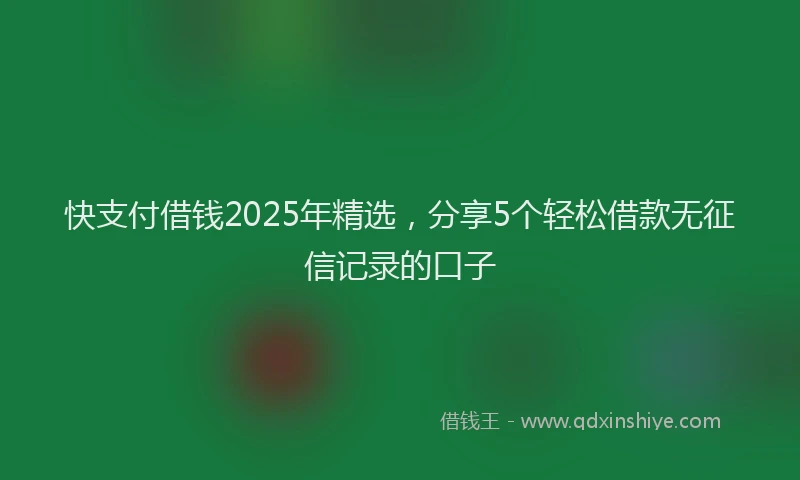 快支付借钱2025年精选，分享5个轻松借款无征信记录的口子