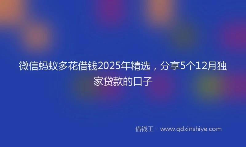 微信蚂蚁多花借钱2025年精选，分享5个12月独家贷款的口子