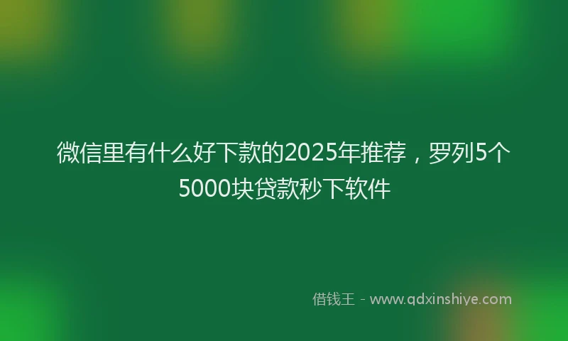 微信里有什么好下款的2025年推荐，罗列5个5000块贷款秒下软件