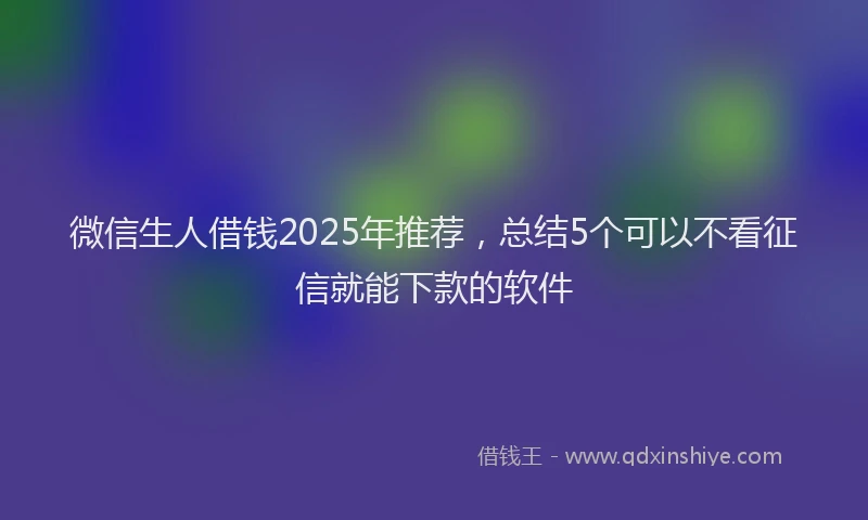 微信生人借钱2025年推荐，总结5个可以不看征信就能下款的软件
