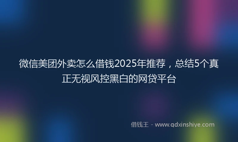 微信美团外卖怎么借钱2025年推荐，总结5个真正无视风控黑白的网贷平台