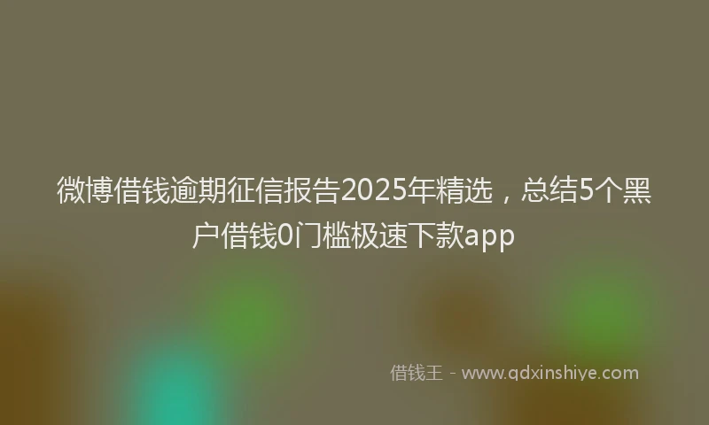 微博借钱逾期征信报告2025年精选，总结5个黑户借钱0门槛极速下款app